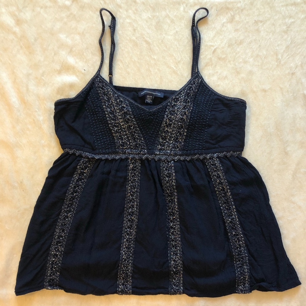 American Eagle: Navy Blue Summer Tank Top